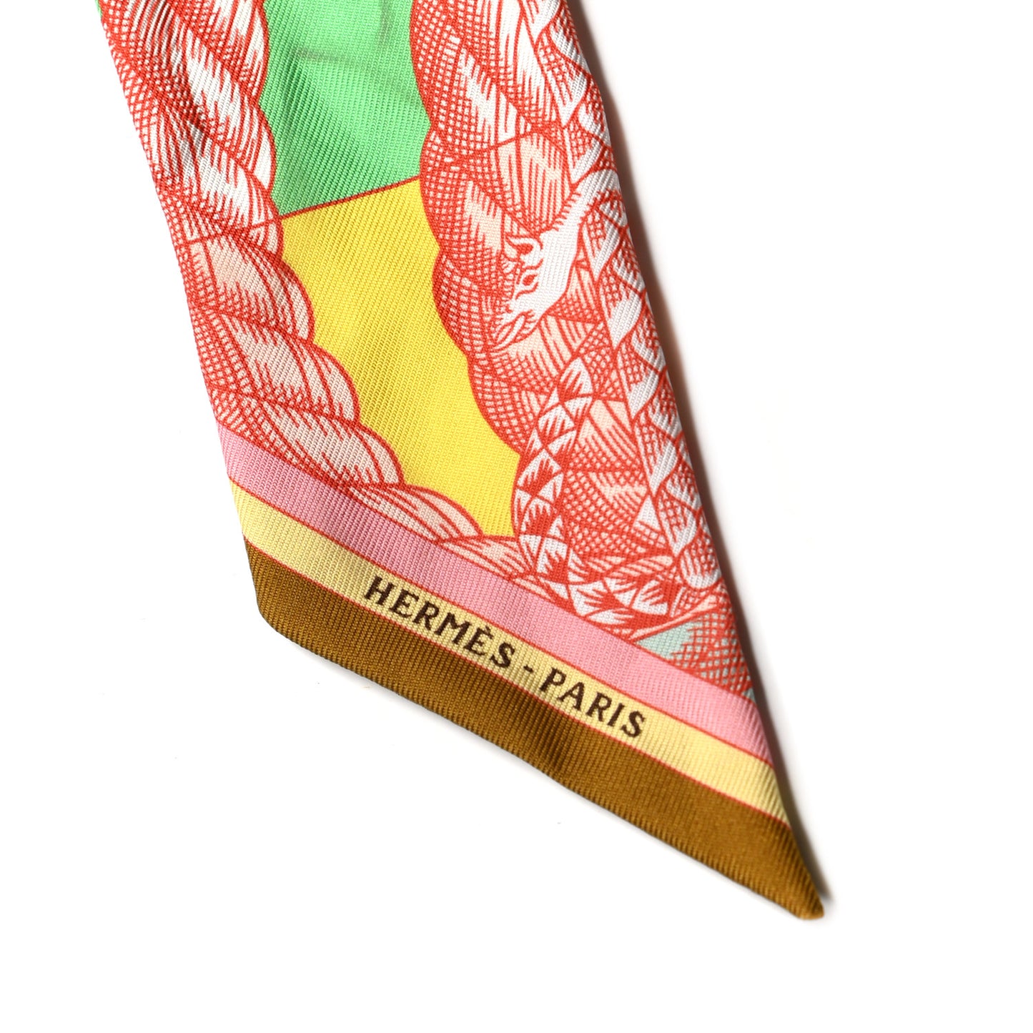 Silk Cavalleria D'Etriers Twilly Ocre Rose Vif Vert