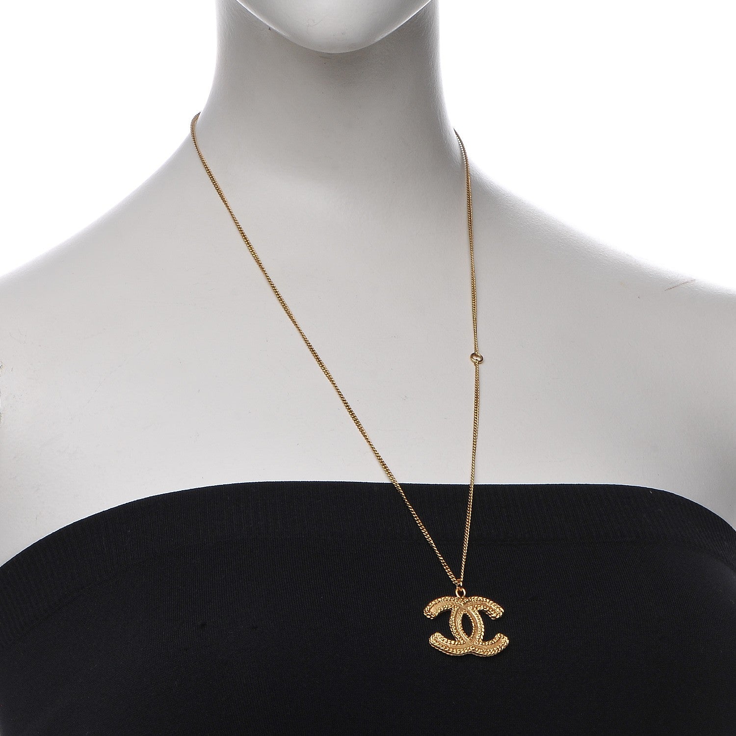 Chanel CC Pendant Necklace Gold 2 of 5