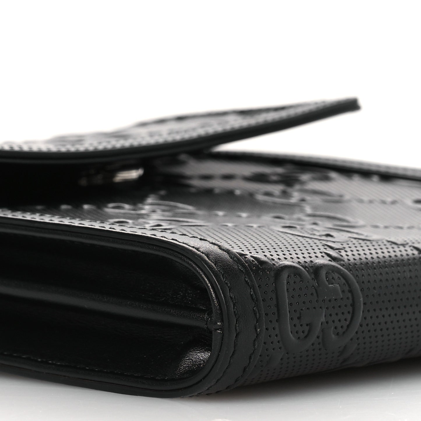 Calfskin GG Tennis Embossed Messenger Bag Black