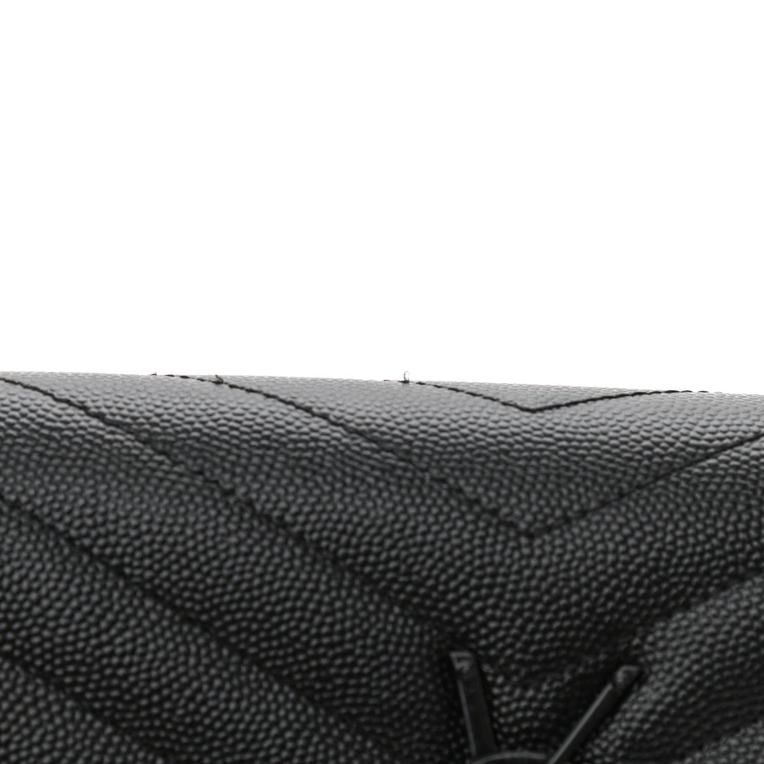 Saint Laurent Grain De Poudre Matelasse Chevron Monogram Monochrome Chain Wallet Black 9 of 10