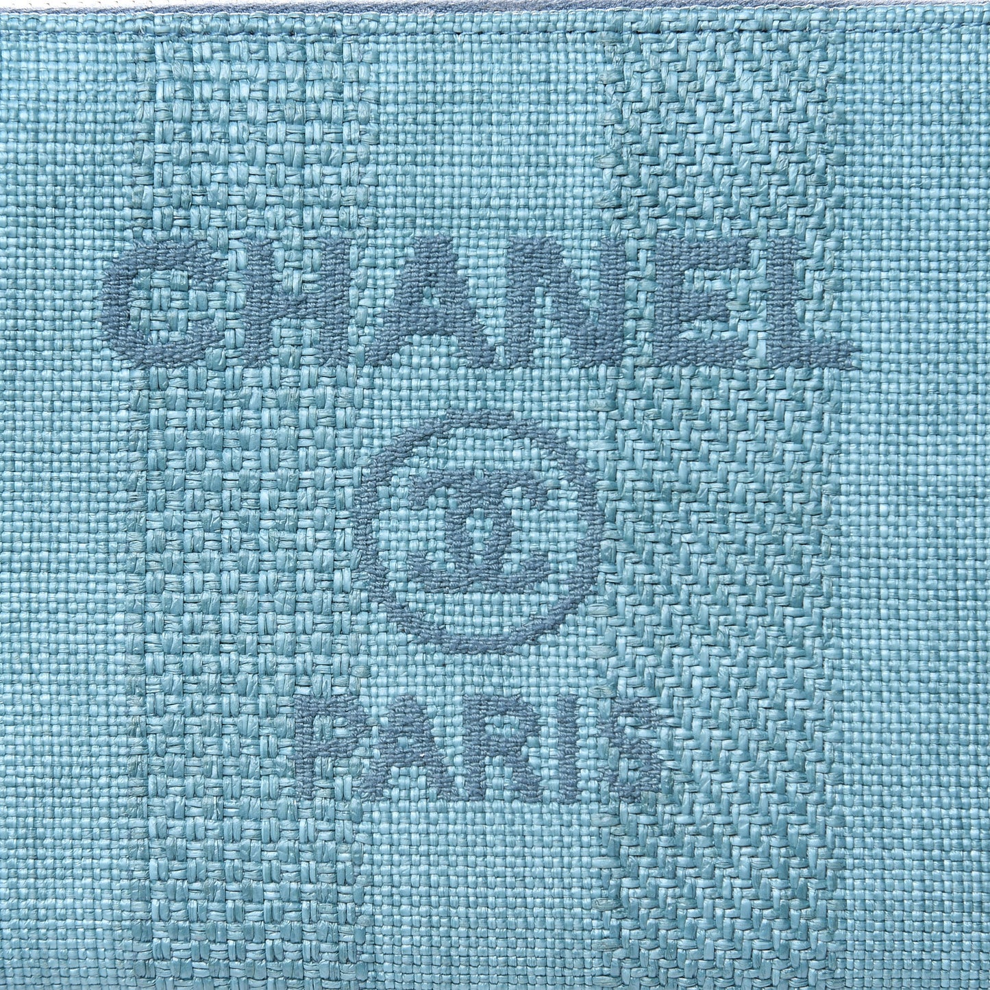 Woven Straw Raffia Deauville Cosmetic Pouch Blue