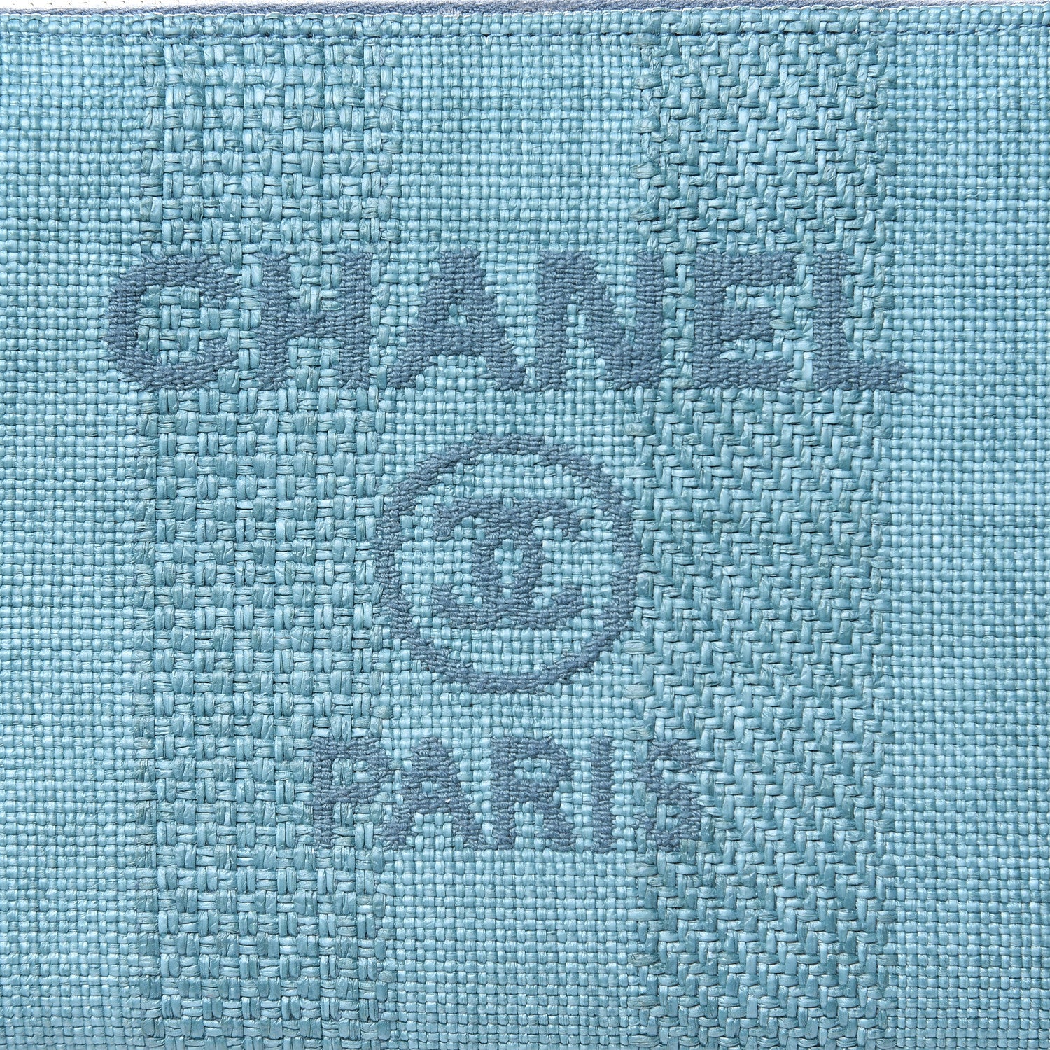 Chanel Woven Straw Raffia Deauville Cosmetic Pouch Blue 9 of 9