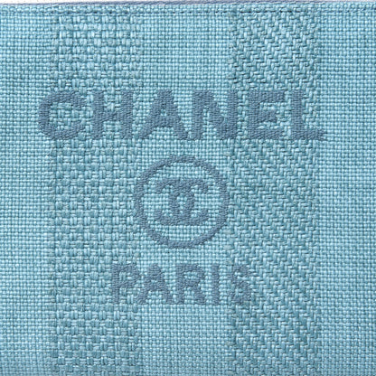 Chanel Woven Straw Raffia Deauville Cosmetic Pouch Blue 9 of 9