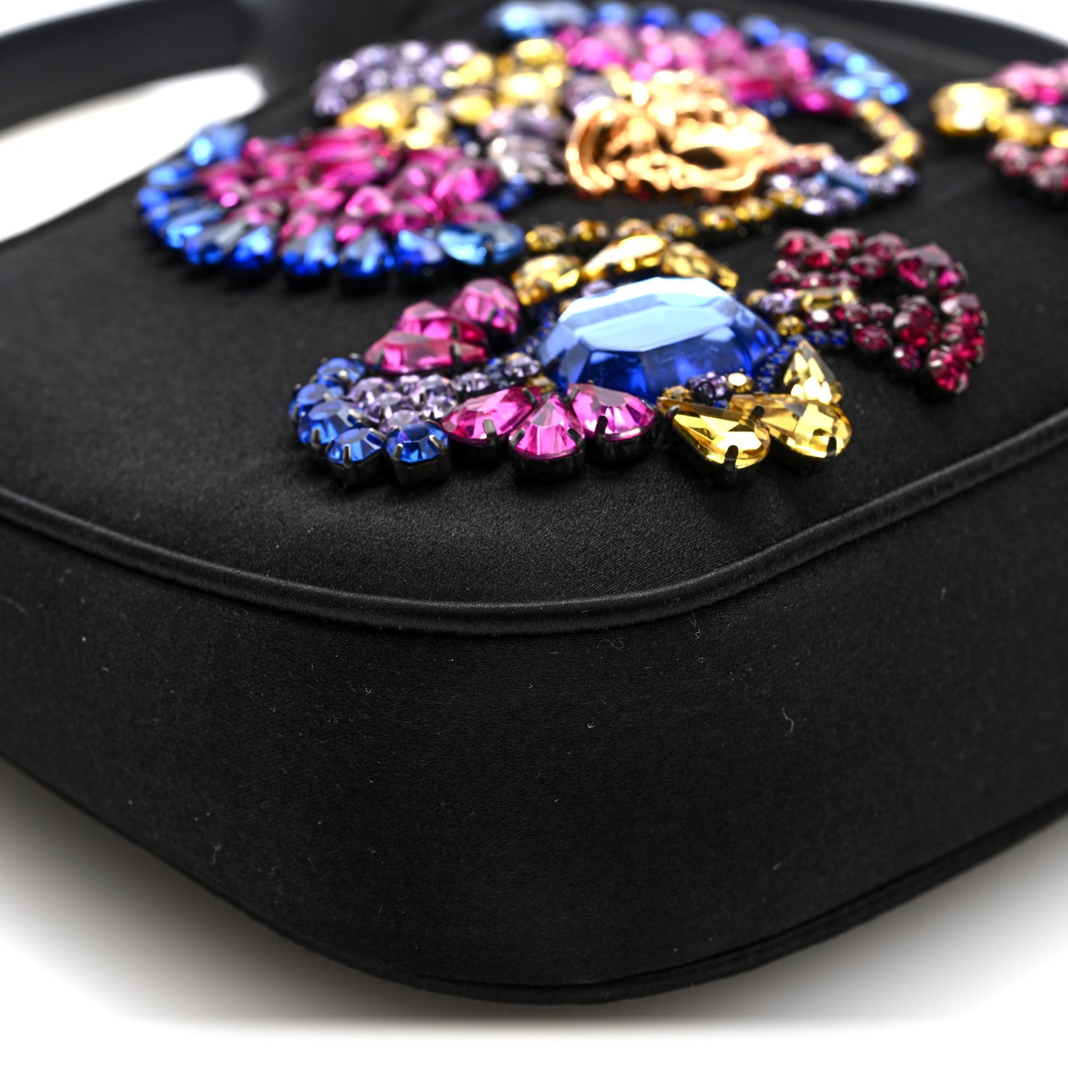 Versace Satin Crystal Embellished La Medusa Mini Hobo Bag Black Multicolor 8 of 9