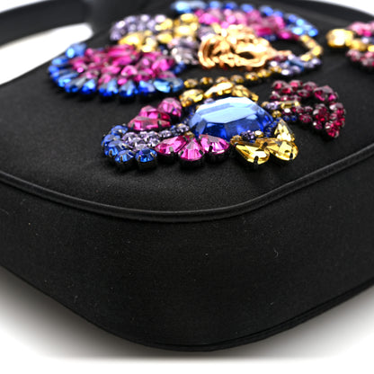 Versace Satin Crystal Embellished La Medusa Mini Hobo Bag Black Multicolor 8 of 9