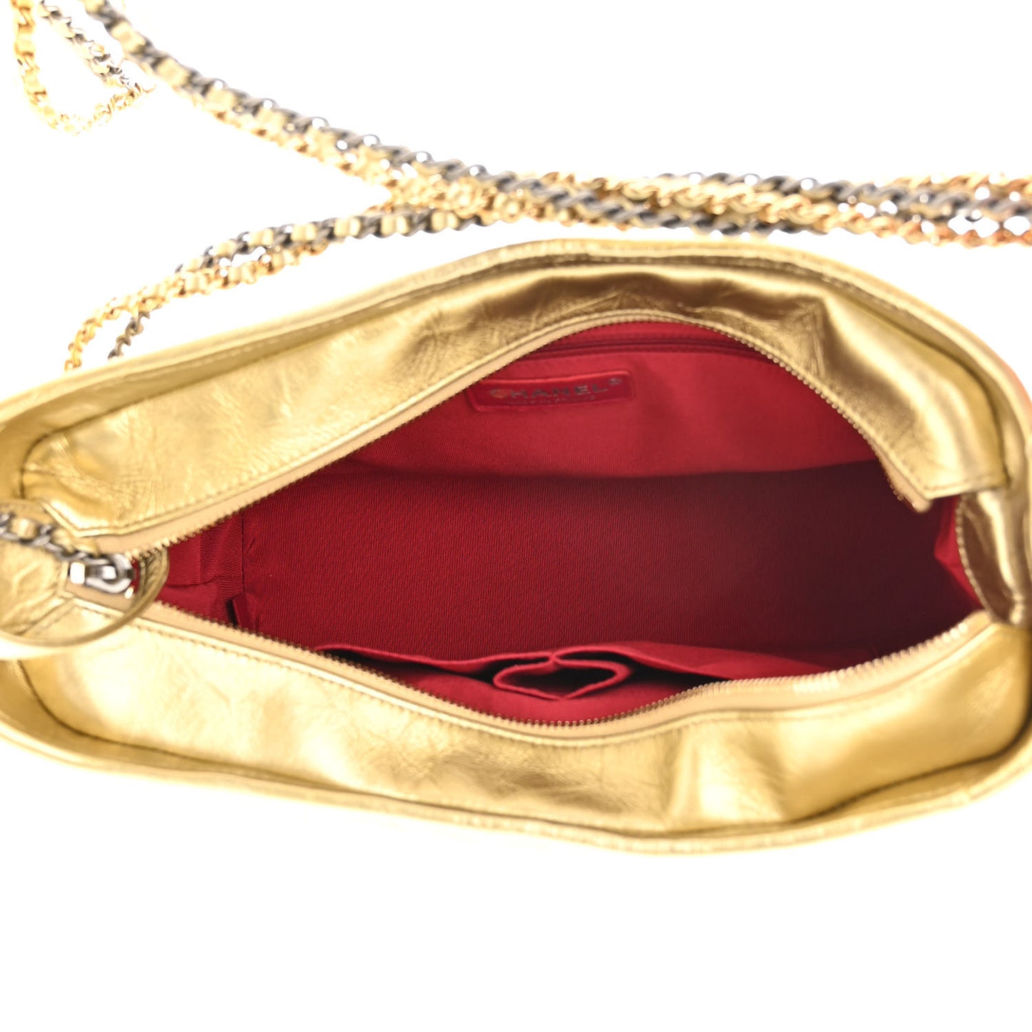 Metallic Aged Calfskin Quilted Medium Gabrielle Gold