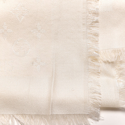 Louis Vuitton Silk Wool Monogram Shawl White 5 of 5