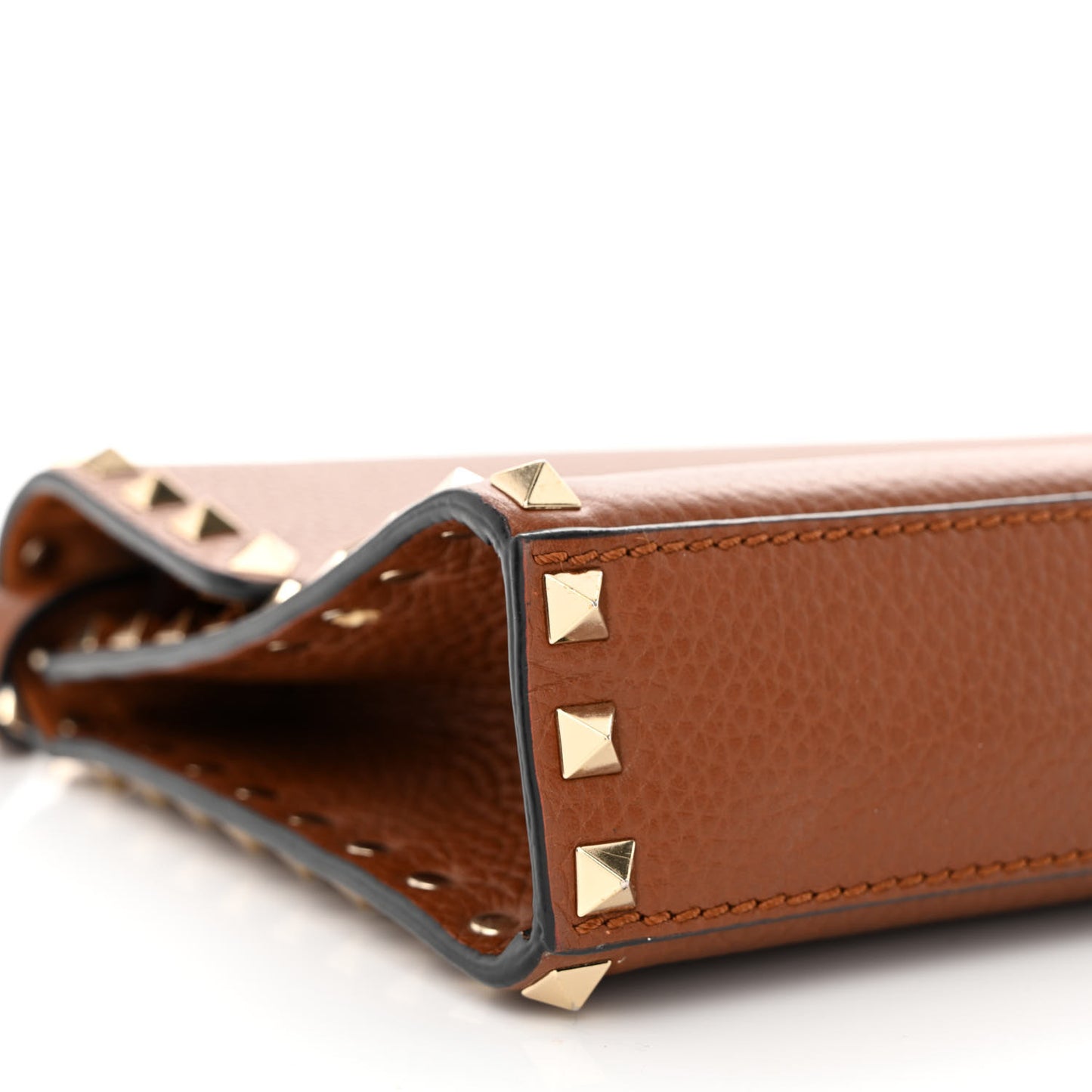 Pebbled Calfskin Medium Rockstud Flip Lock Crossbody Bag Bright Cognac