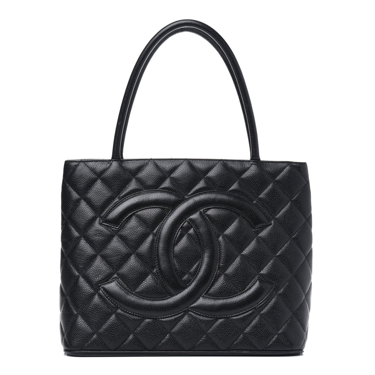 Caviar Quilted Medallion Tote Black