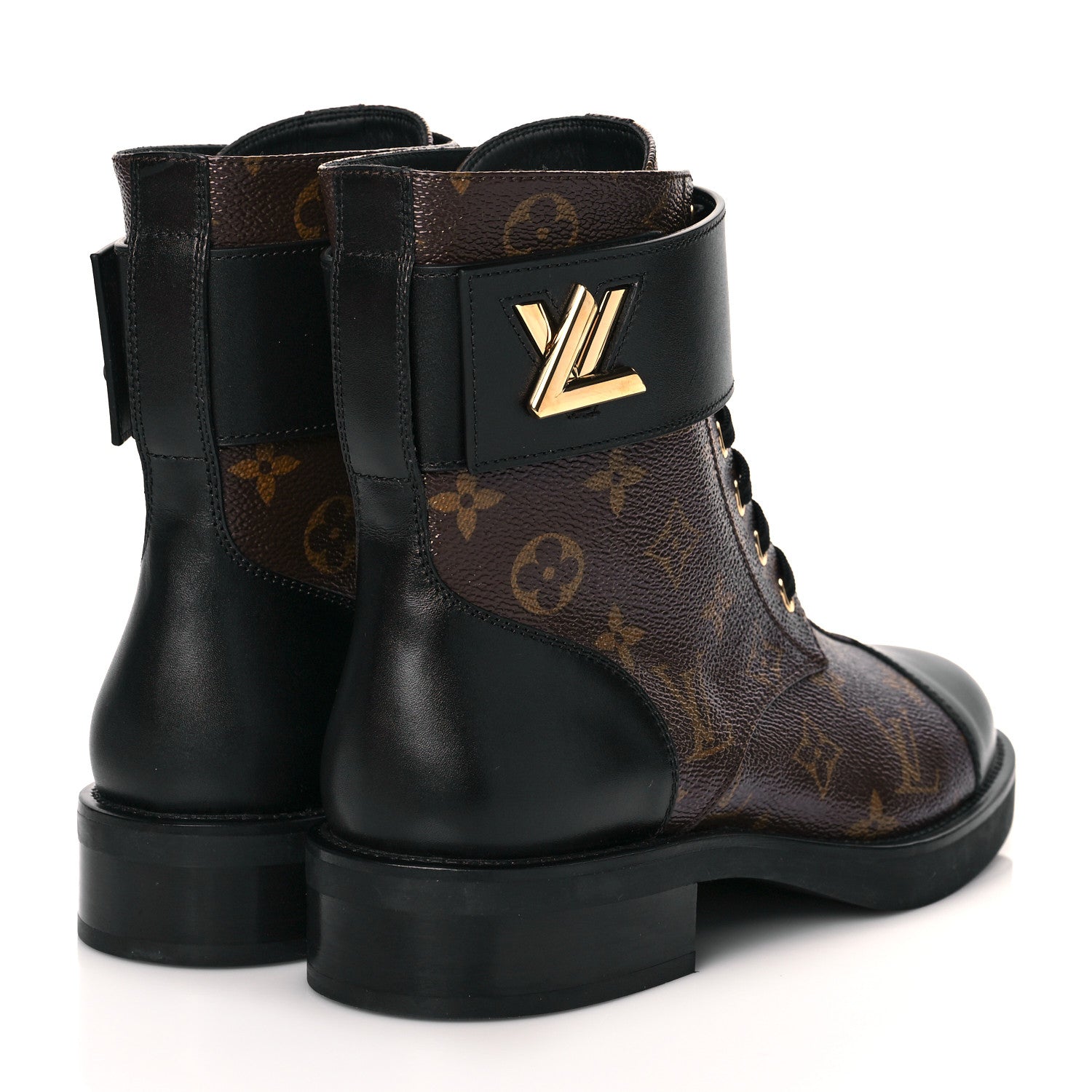 Louis Vuitton Calfskin Monogram Wonderland Flat Ranger Boots 39 Black 4 of 9