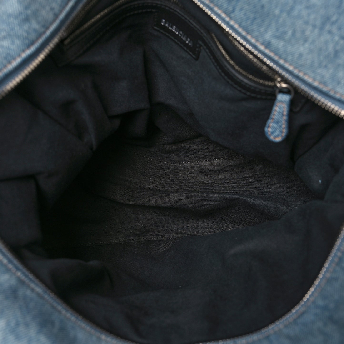 Washed Frayed Denim Crystal Neo Cagole City Handbag Blue