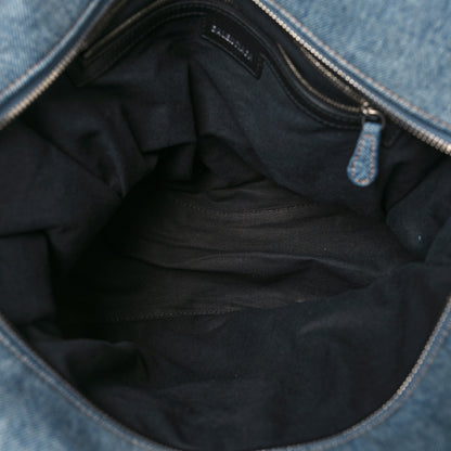 Balenciaga Washed Frayed Denim Crystal Neo Cagole City Handbag Blue 5 of 9