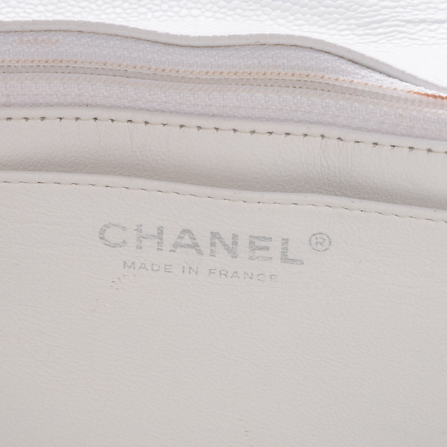 Chanel Caviar Quilted Jumbo Single Flap White 6 of 9