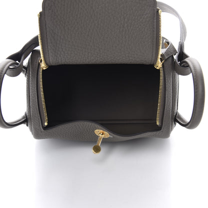 Hermes Taurillon Clemence Mini Lindy 20 Etain 5 of 10