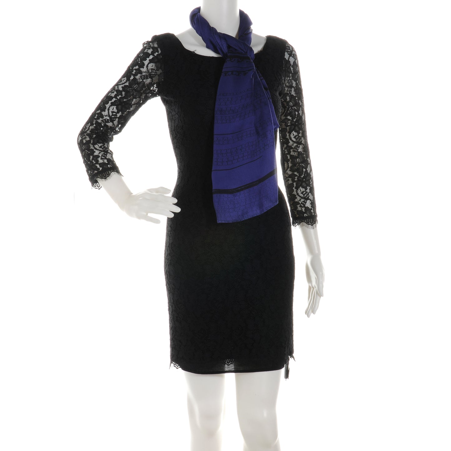 Silk Scarf CC Logo Black Blue