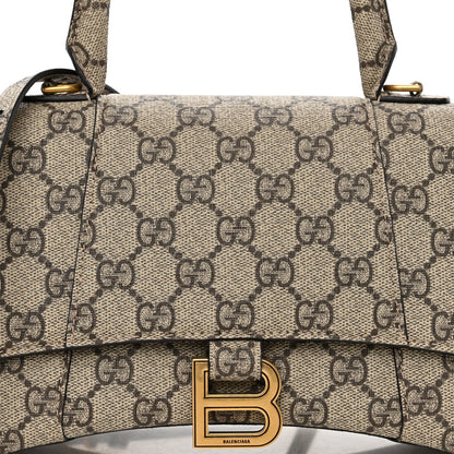 Balenciaga X GUCCI GG Supreme Monogram Small Hourglass Top Handle Bag Beige Ebony 7 of 9