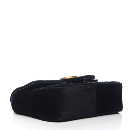 Gucci Velvet Matelasse Mini GG Marmont Shoulder Bag Black 3 of 9