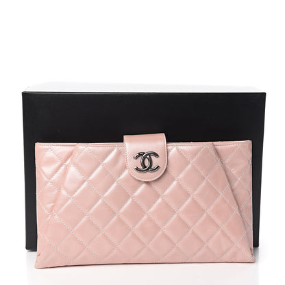 Chanel Glazed Calfskin Quilted Coco Pleats Clutch Light Pink 11 of 11
