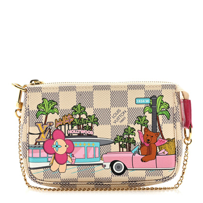 Louis Vuitton Damier Azur 2021 Christmas Animation Hollywood Mini Pochette Accessories Fuchsia 1 of 8