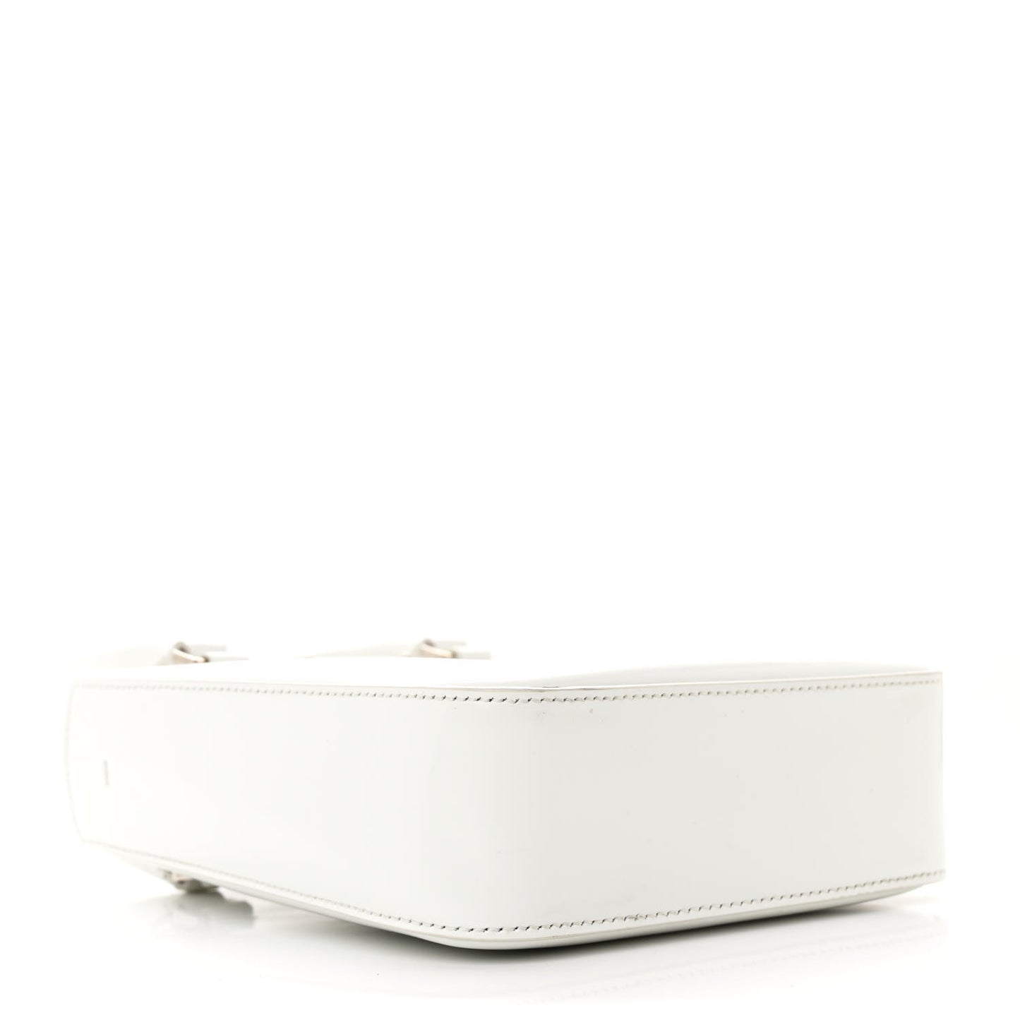 Spazzolato Metal Triangle Logo Small Double Handle Crossbody Tote White