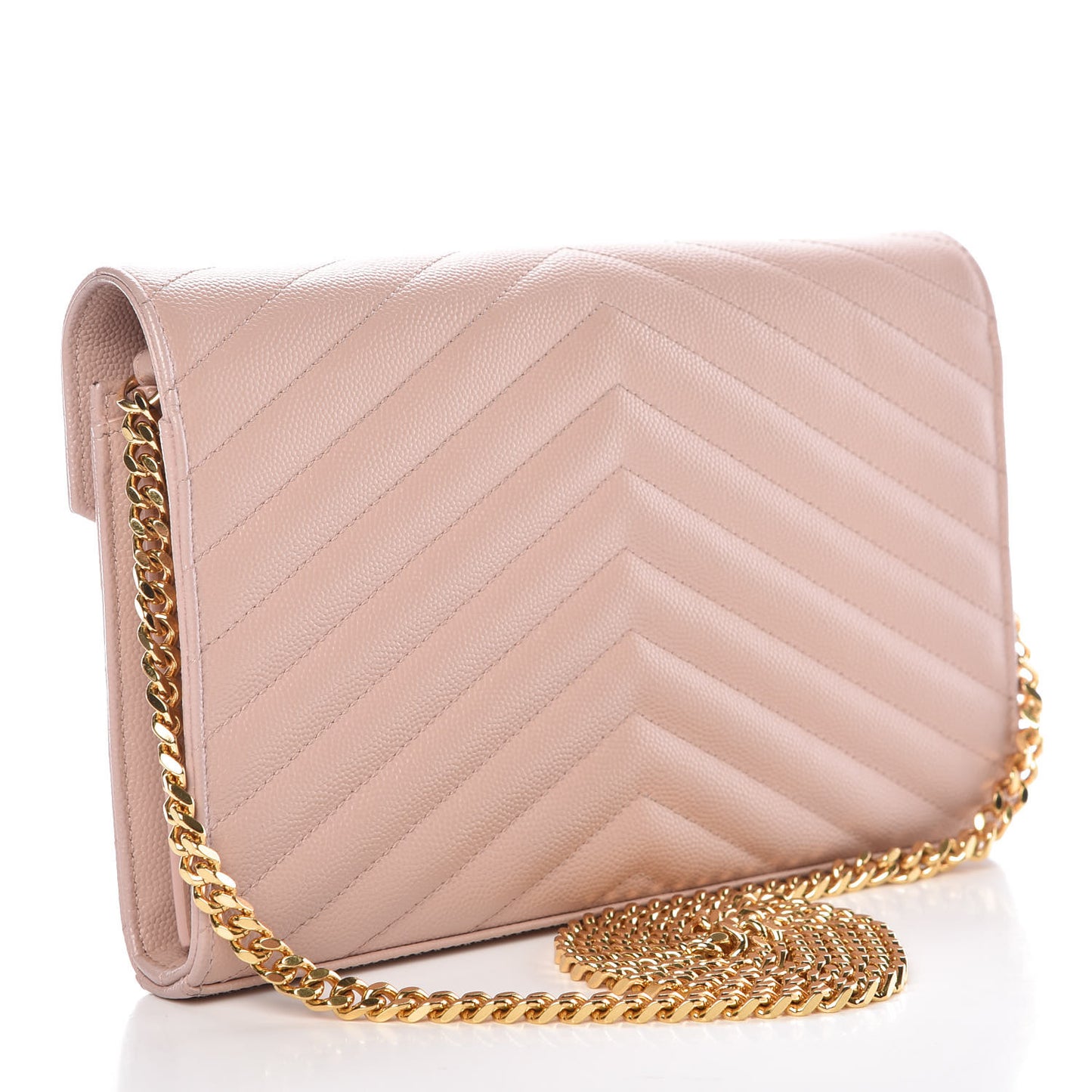 Grain De Poudre Matelasse Chevron Monogram Chain Wallet Rose Antic