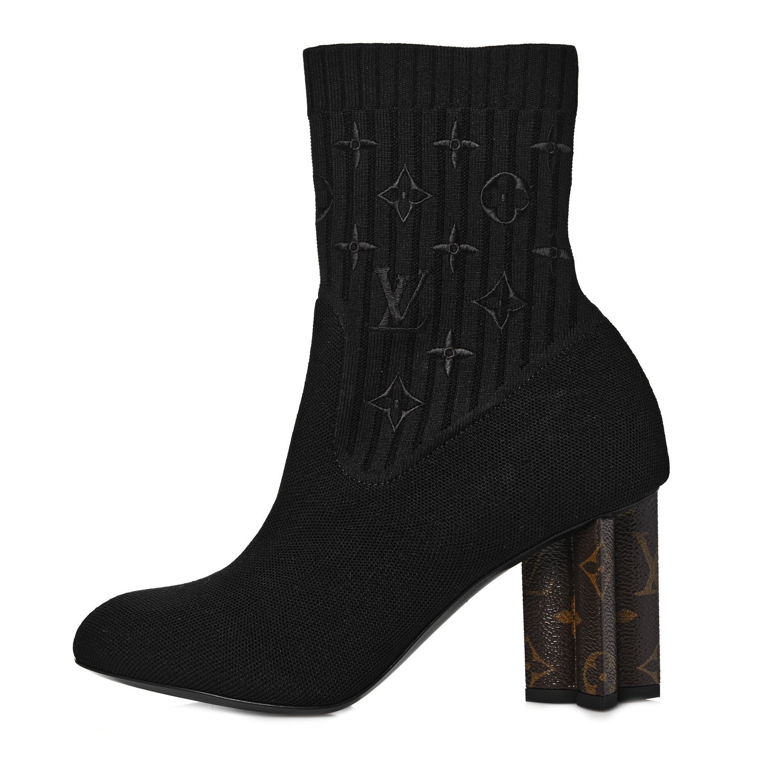 Louis Vuitton Monogram Stretch Fabric Silhouette Ankle Boots 37 Black 1 of 8