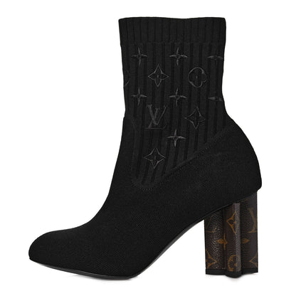 Louis Vuitton Monogram Stretch Fabric Silhouette Ankle Boots 37 Black 1 of 8