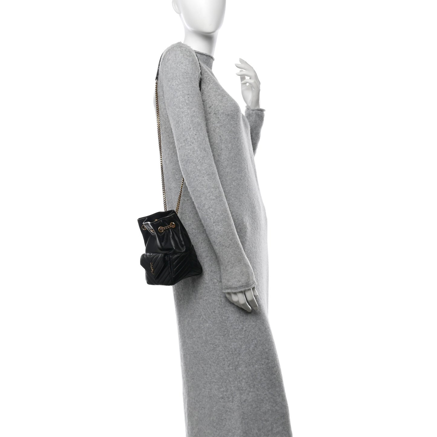 Lambskin Matelasse Monogram Joe Nano Bucket Bag Black