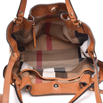 Burberry Grainy Calfskin House Check Small Maidstone Saddle Brown 5 of 11