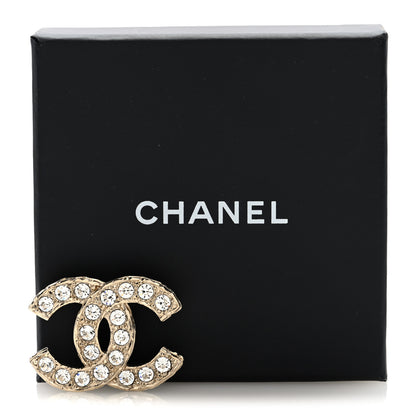 Chanel Crystal Textured CC Brooch Light Gold 4 of 4