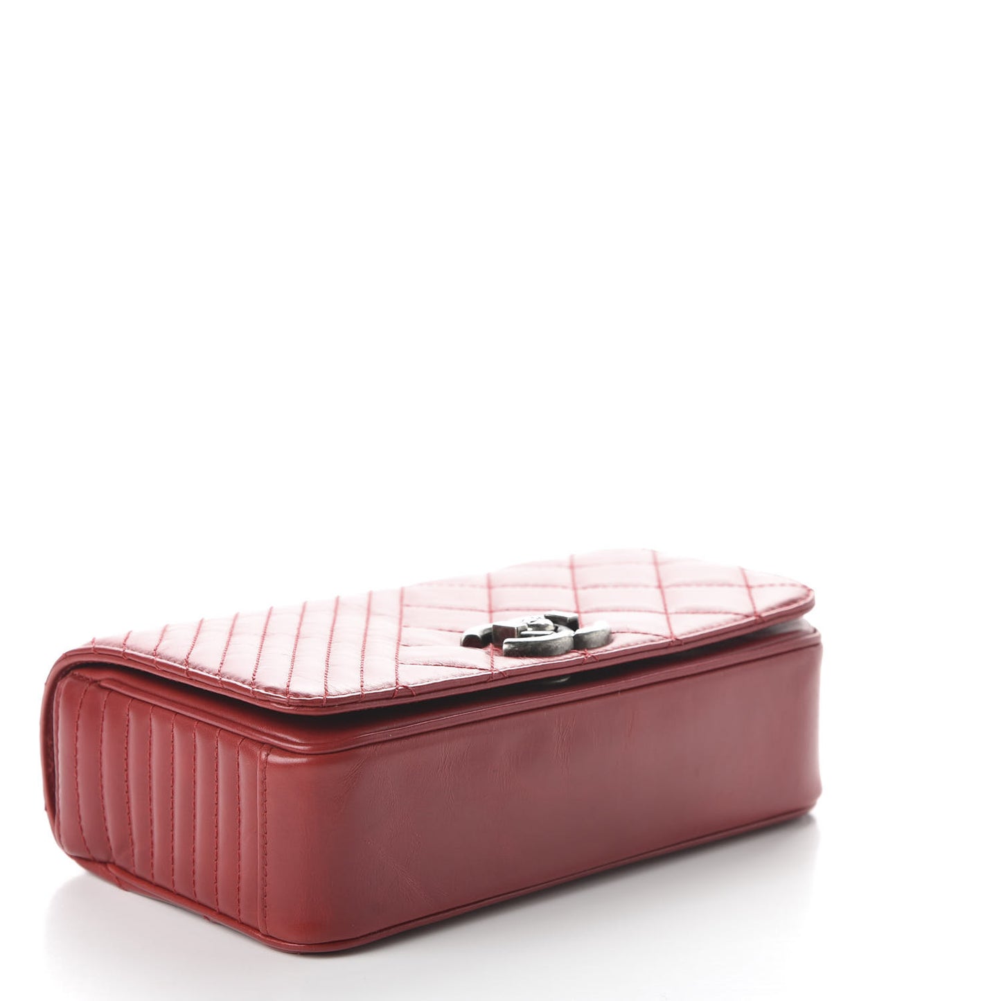 Glazed Calfskin Quilted Small Coco Boy Flap Red