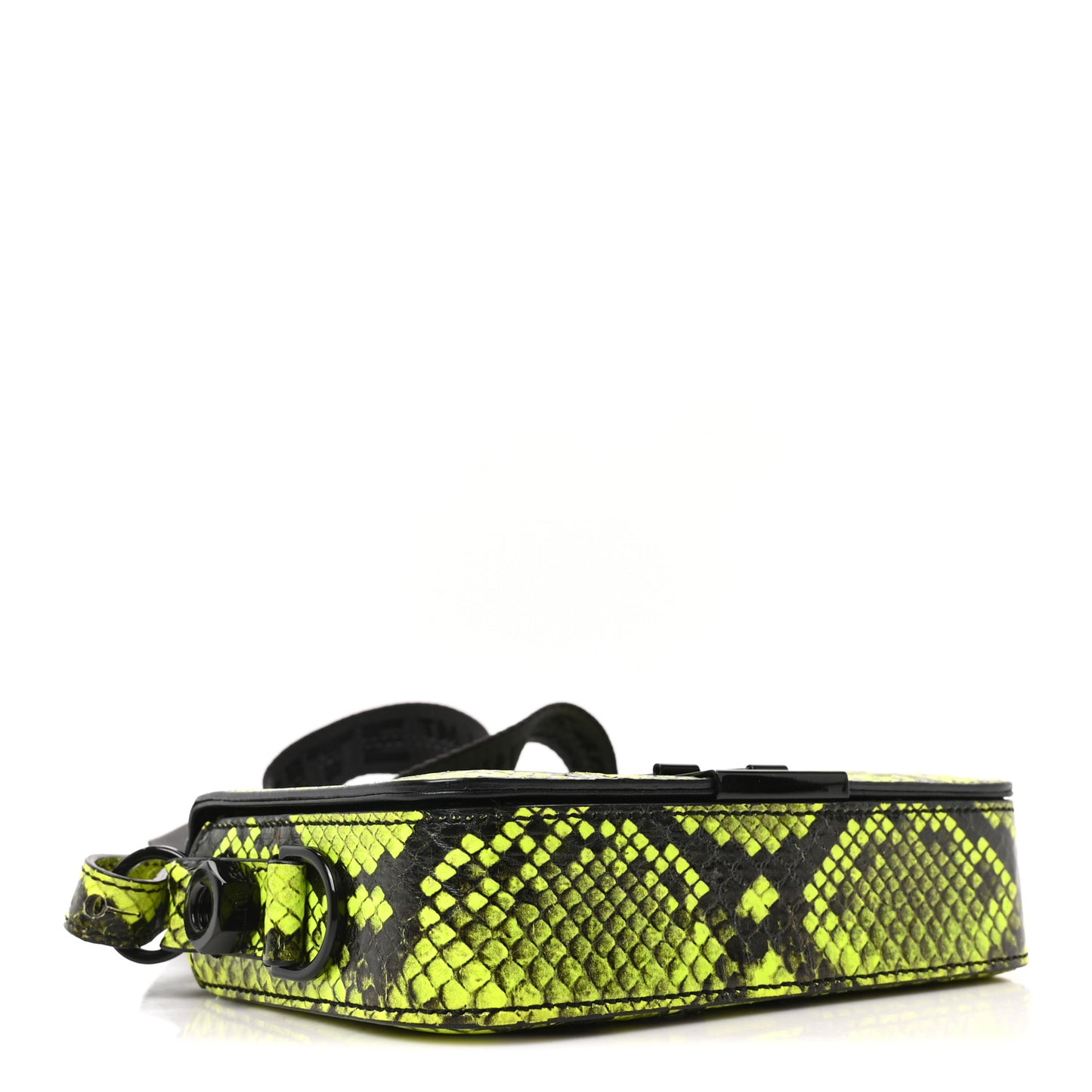 Calfskin Python Embossed Binder Flap Bag Fluo Yellow Black