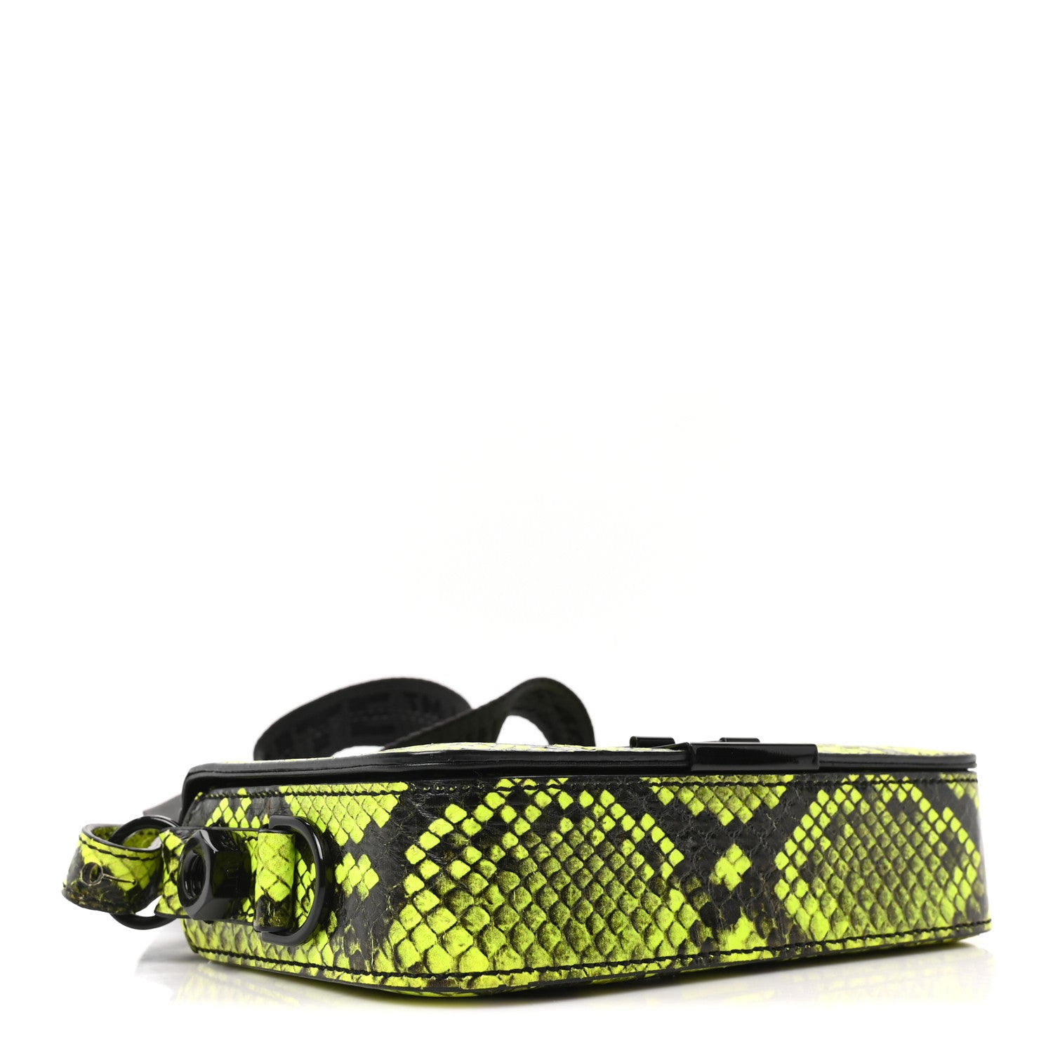 Off-White Calfskin Python Embossed Binder Flap Bag Fluo Yellow Black 4 of 9