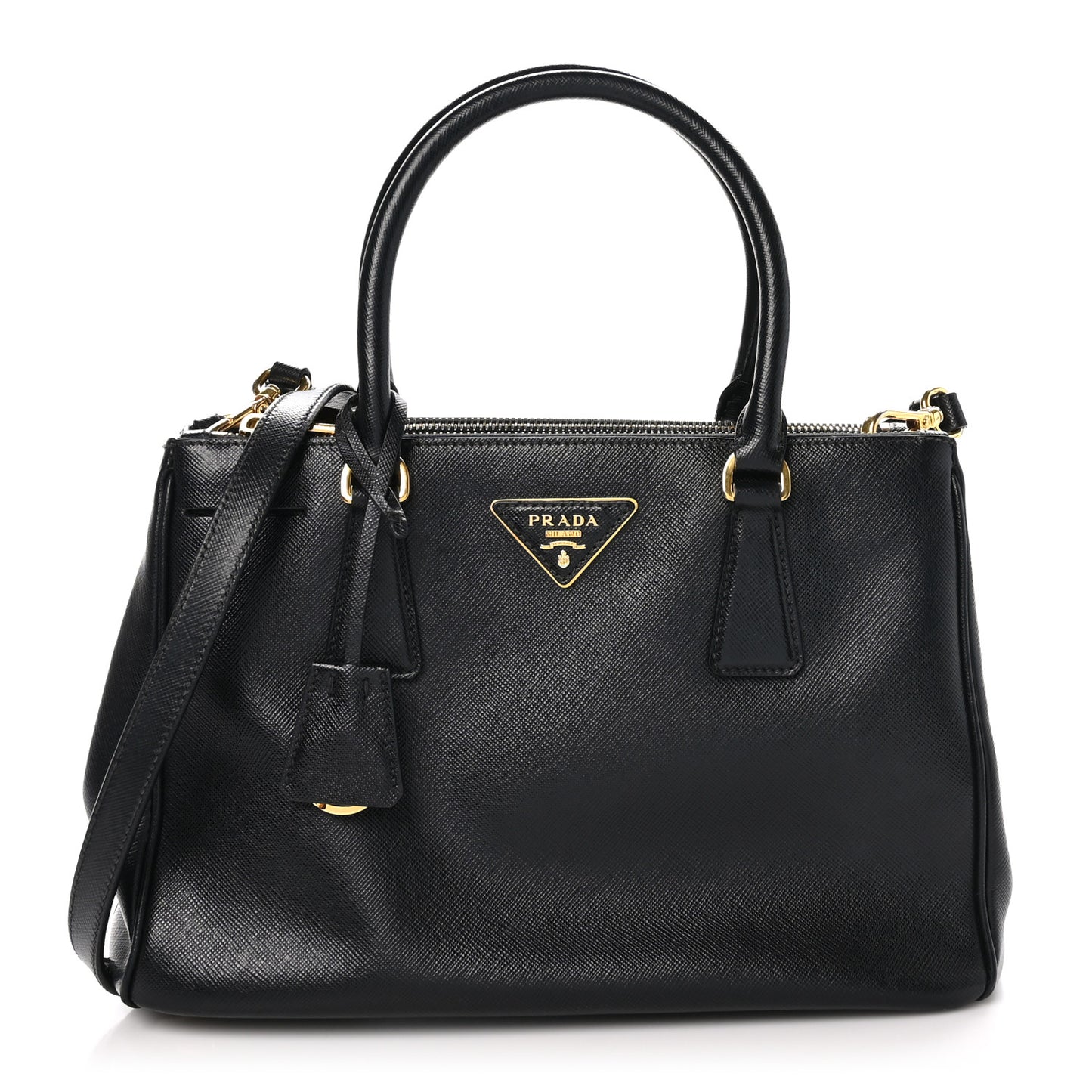 Saffiano Small Galleria Double Zip Tote Black