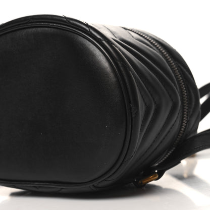 Gucci Calfskin Matelasse Mini GG Marmont Round Backpack Black 10 of 11