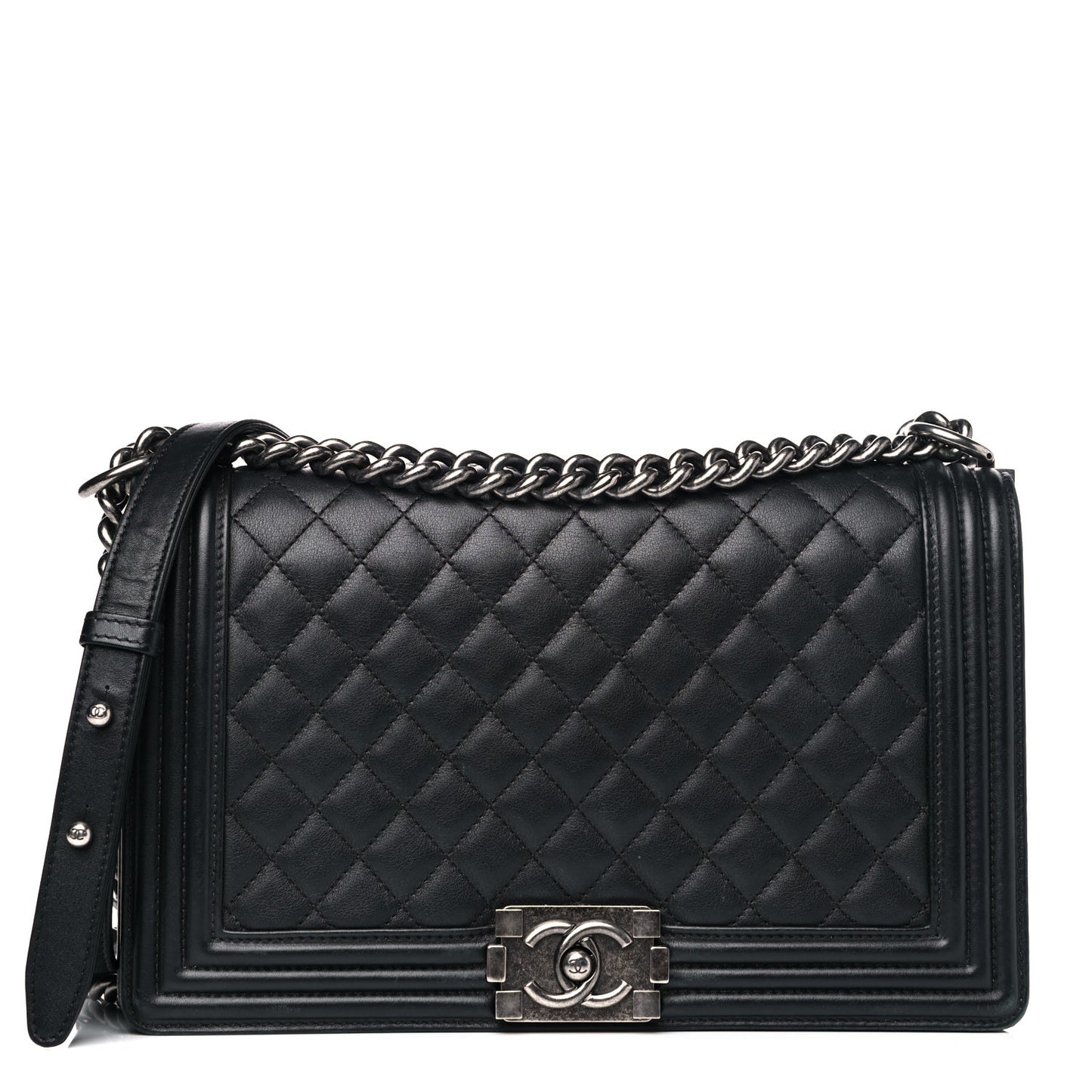 Calfskin Quilted New Medium Boy Flap Black