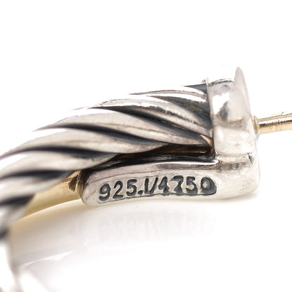 David Yurman Sterling Silver 18K Yellow Gold 23mm Crossover Cable Hoop Earrings 5 of 5