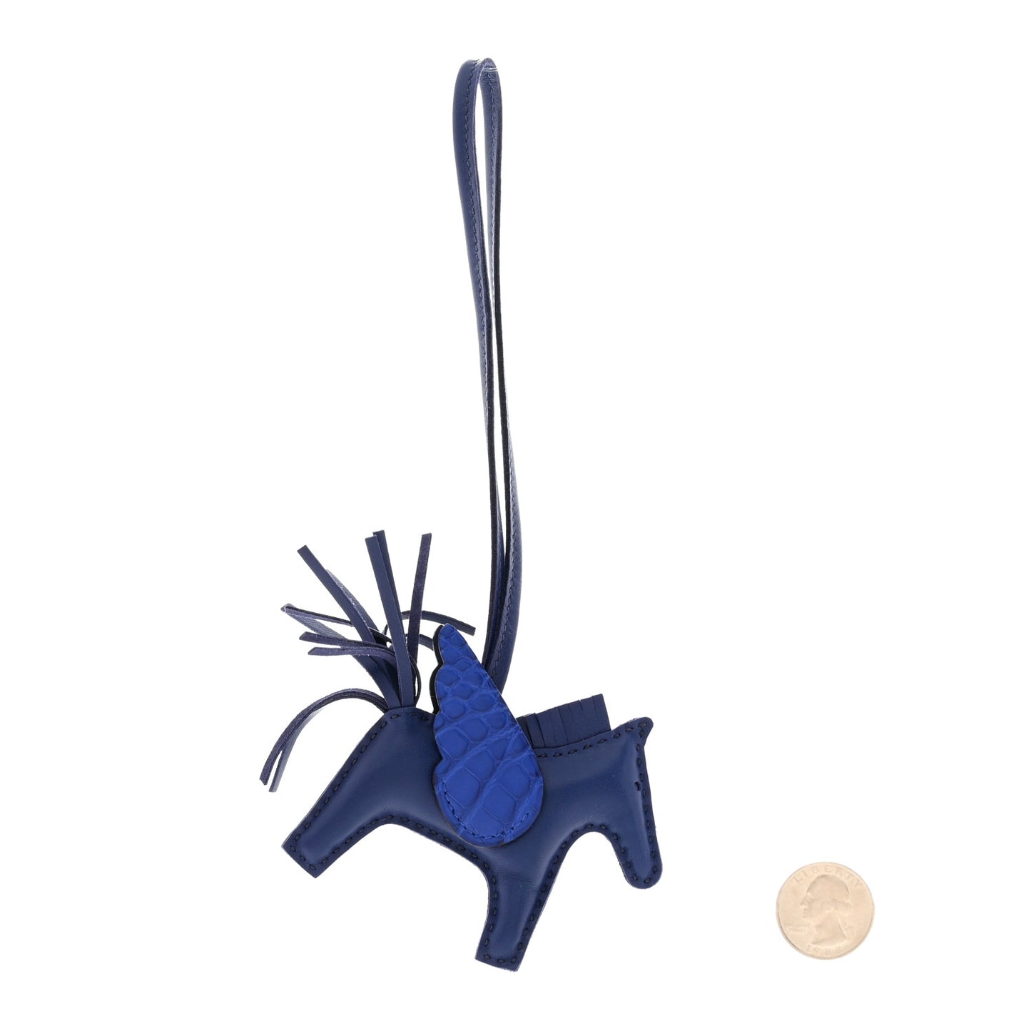 Milo Lambskin Matte Alligator Touch Grigri Rodeo Pegase Horse Bag Charm PM Bleu Saphir