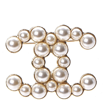 Chanel Pearl CC Brooch Gold Pearly White 1 of 6