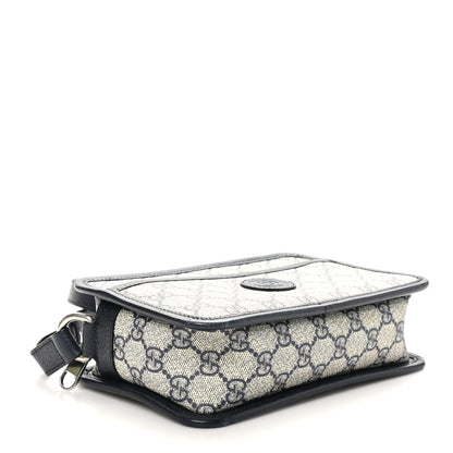 Gucci GG Supreme Monogram Textured Dollar Calfskin Mini Retro Interlocking G Shoulder Bag Beige Blue 4 of 11