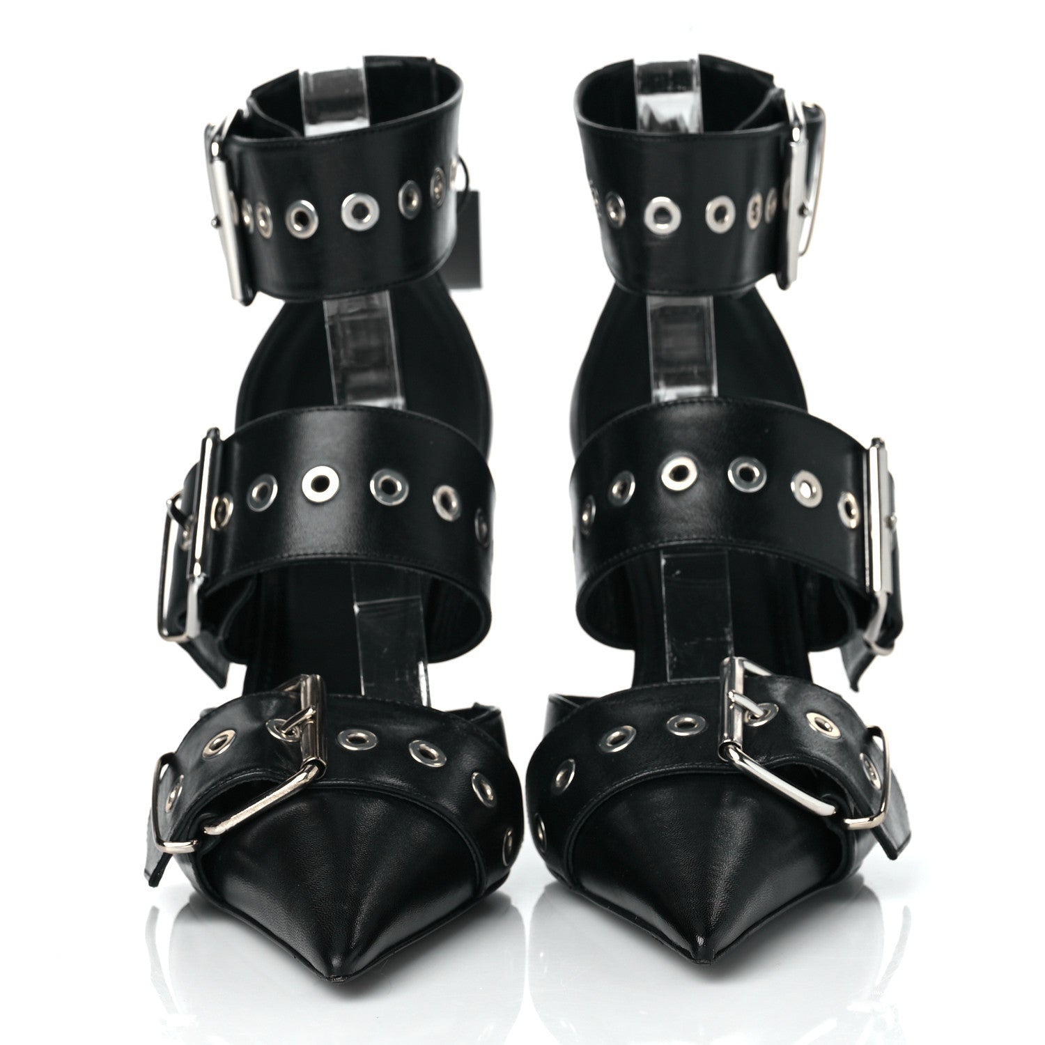 Balenciaga Shiny Kidskin Point Toe Buckle Pumps 38 Black 2 of 7