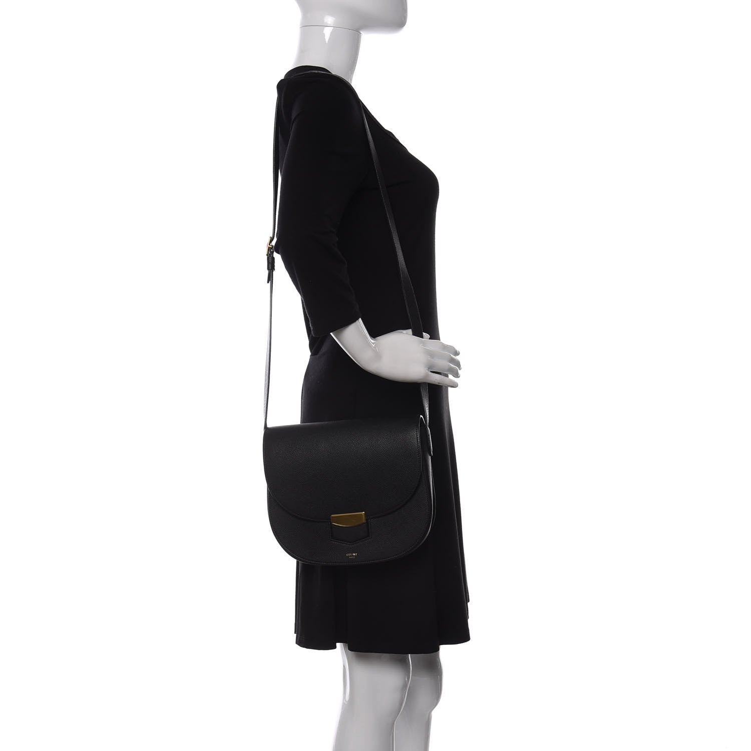 Celine Grained Calfskin Compact Trotteur Black 2 of 9