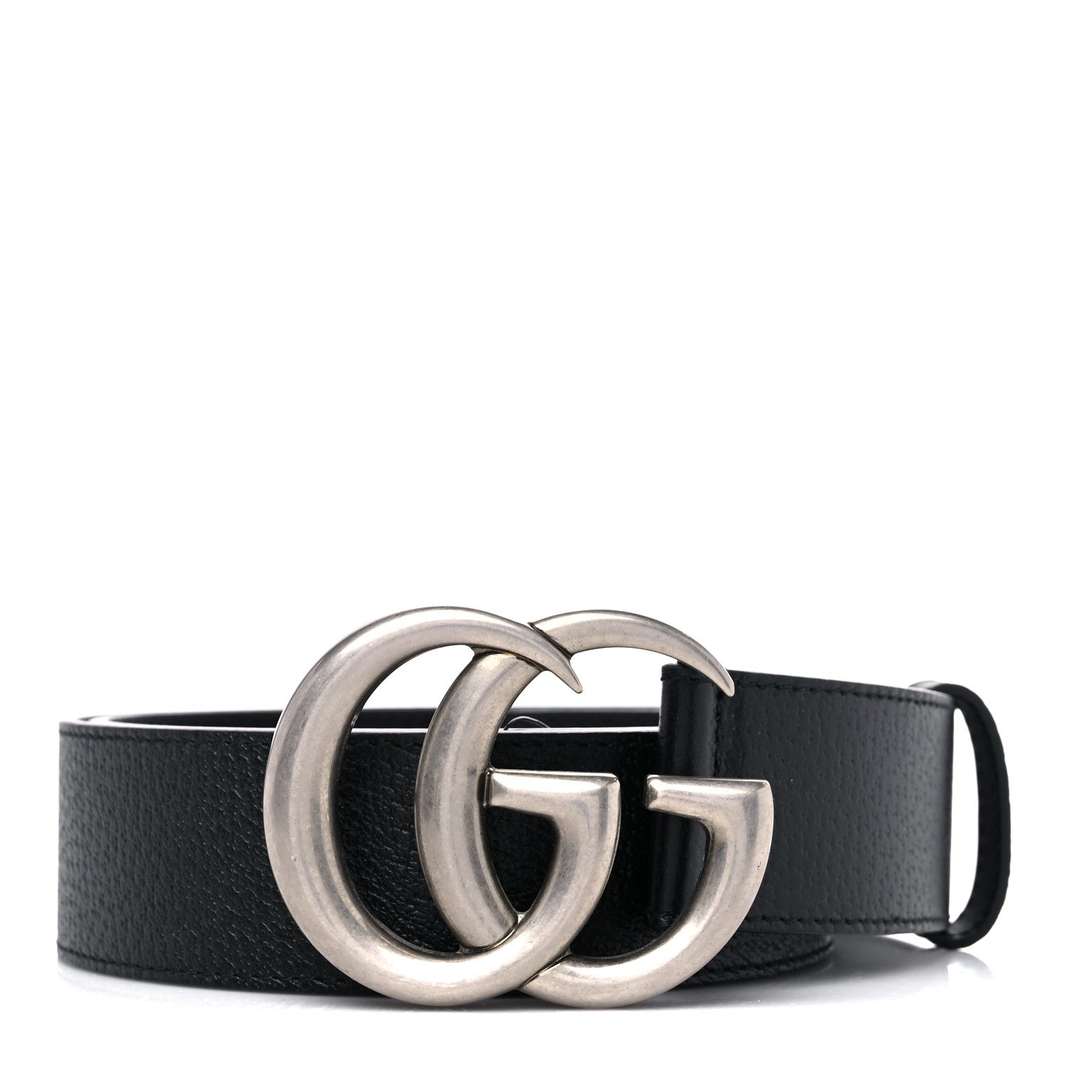 Gucci Textured Dollar Calfskin Nickel Double G 40mm Belt 90 36 Black 1 of 4
