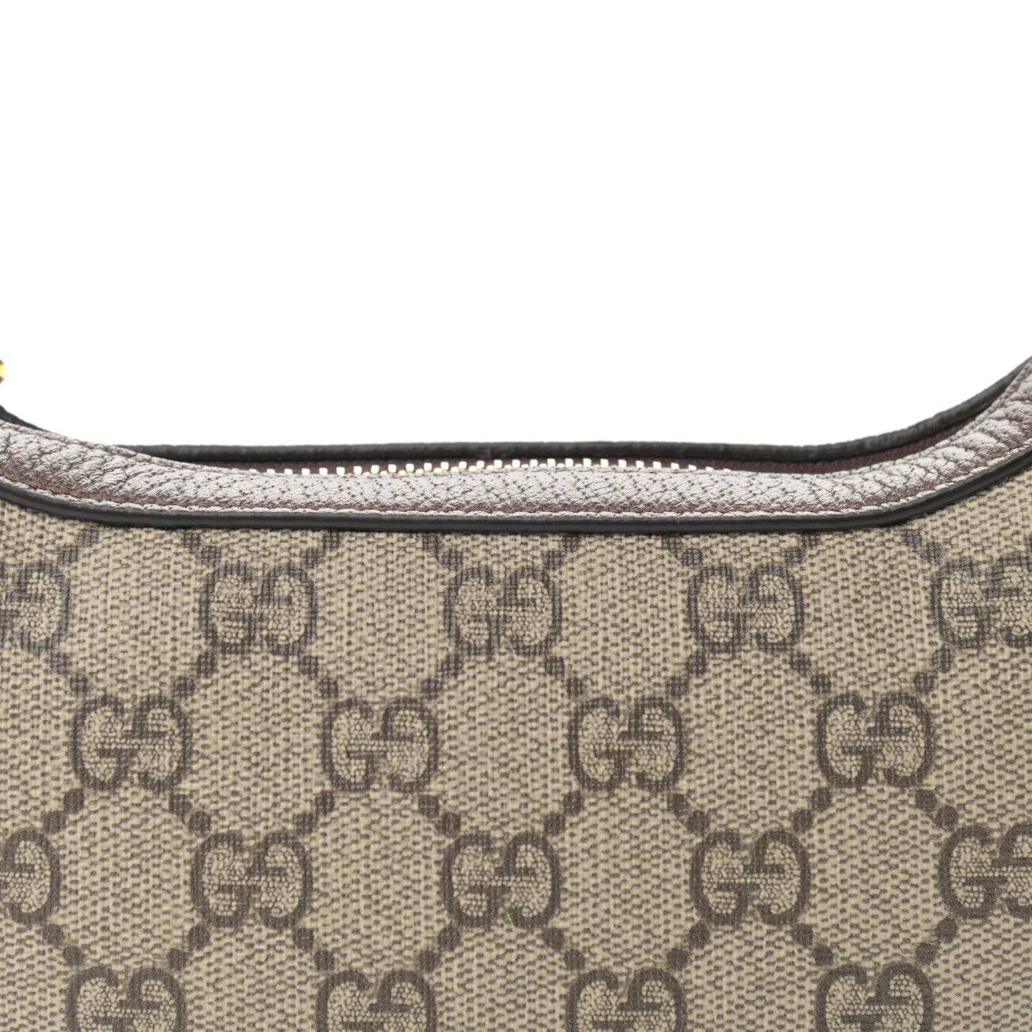GG Supreme Monogram Textured Calfskin Web Mini Ophidia Half Moon Hobo Beige Ebony New Acero