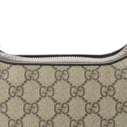Gucci GG Supreme Monogram Textured Calfskin Web Mini Ophidia Half Moon Hobo Beige Ebony New Acero 8 of 11