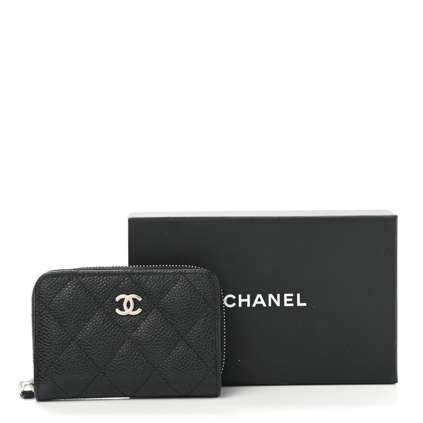 Caviar Quilted Classic Zipped Coin Purse Black