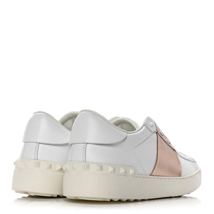 Valentino Garavani Calfskin Rockstud Open Sneakers 39.5 White Rose Gold 4 of 9