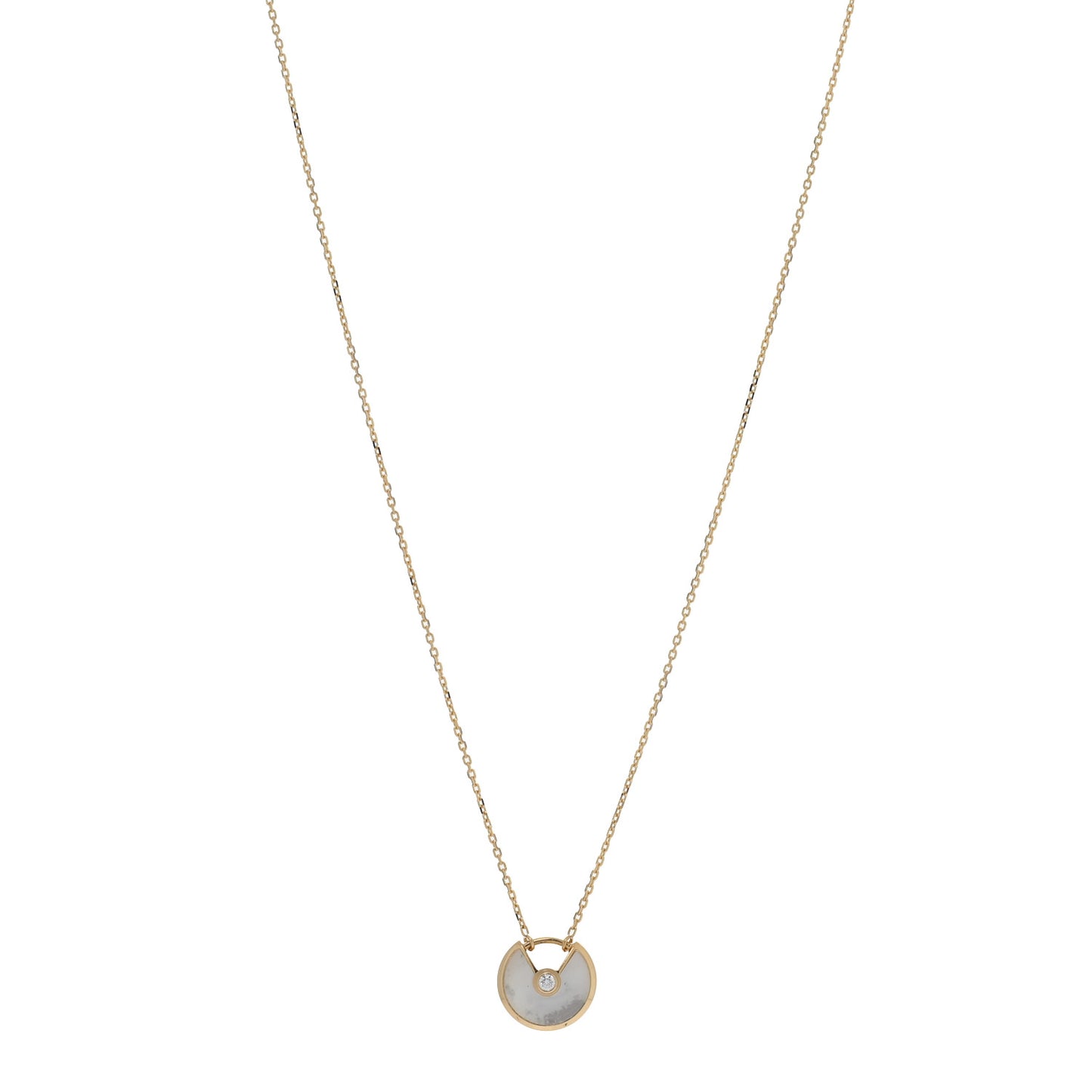 18K Yellow Gold Diamond Mother of Pearl XS Amulette de Cartier Pendant Necklace