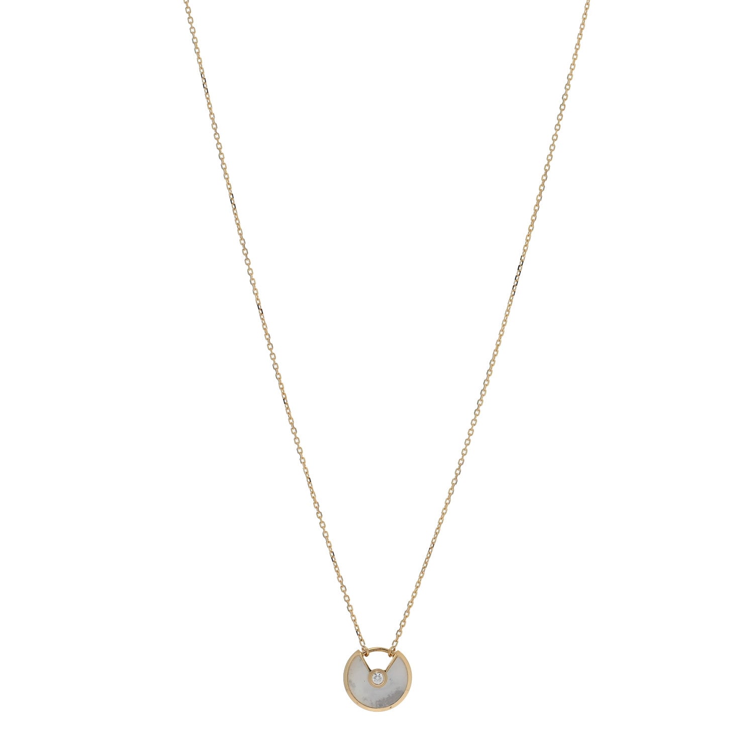 Cartier 18K Yellow Gold Diamond Mother of Pearl XS Amulette de Cartier Pendant Necklace 1 of 5