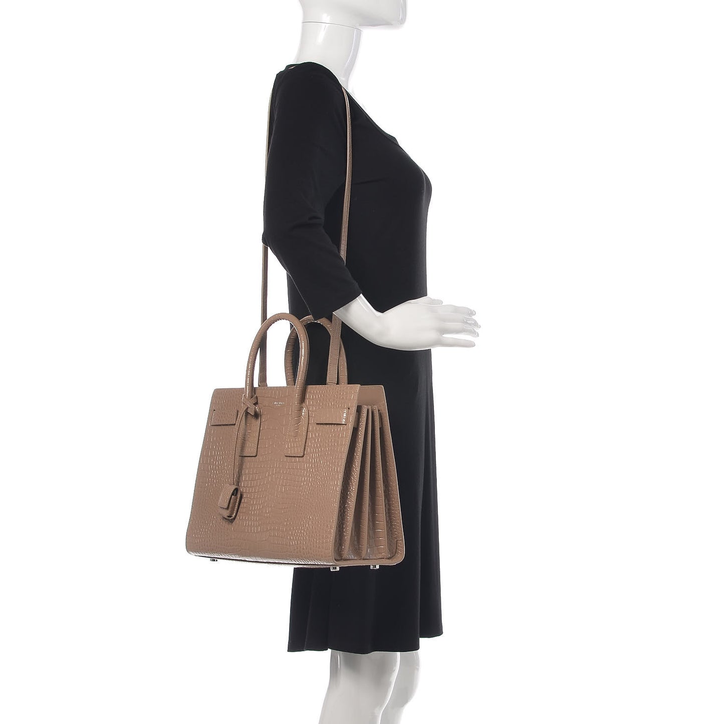 Calfskin Crocodile Embossed Small Sac de Jour Brown